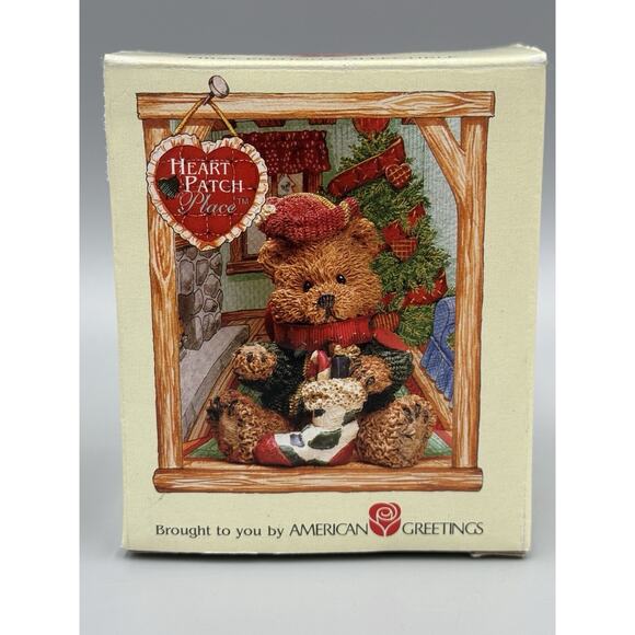Heart Patch Place Bear W/ Christmas Stocking Toy Plane First Edition 1996 Figure - Picture 10 of 11